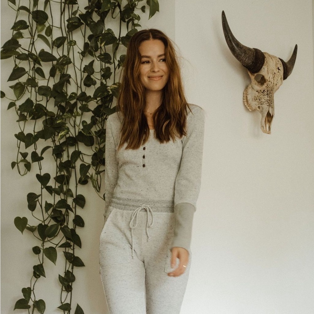 Jackson Rowe "Chase" Bodysuit (Grey) Waffle Knit Long Sleeve Bodysuit- Small